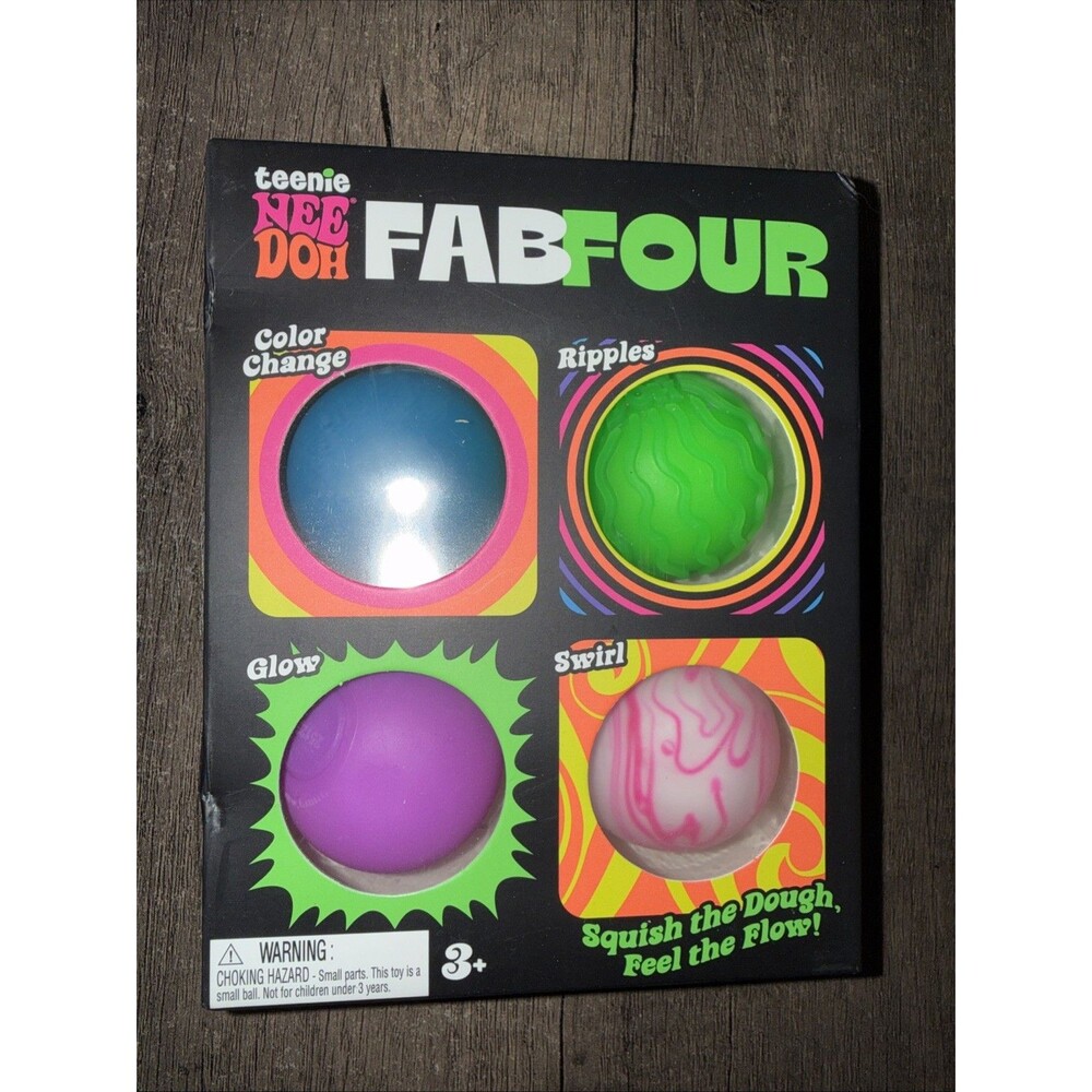 Needoh Teenie Fab Four 4-Pack Nee Doh Set of 4 - Color Change Ripples Glow Swirl